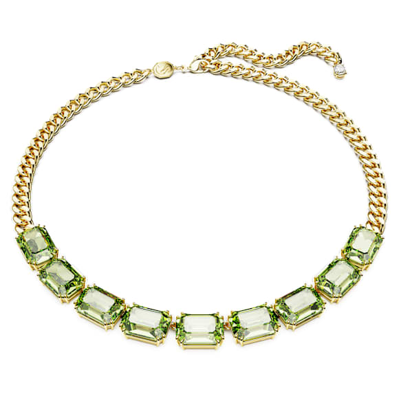 Millenia necklace, Octagon cut, Green, Gold-tone plated - Swarovski, 5671255