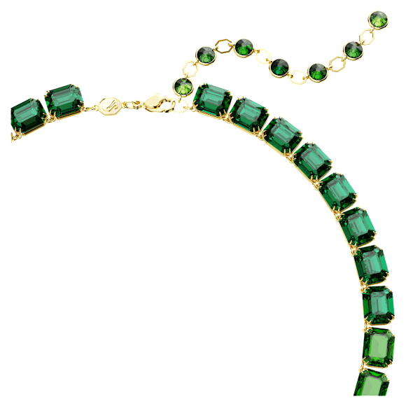 Millenia Tennis necklace, Octagon cut, Color gradient, Green, Gold-tone plated - Swarovski, 5671257