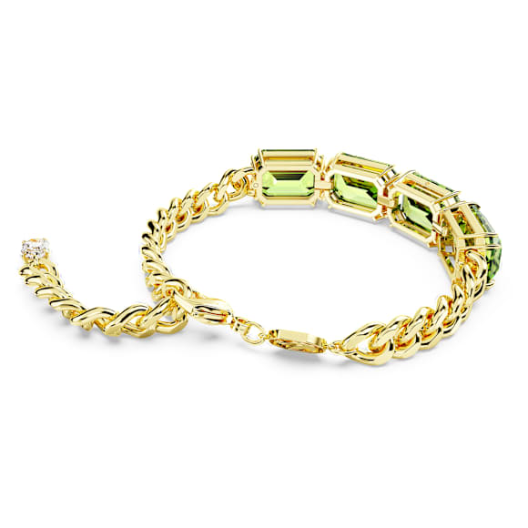 Millenia bracelet, Octagon cut, Green, Gold-tone plated - Swarovski, 5671581
