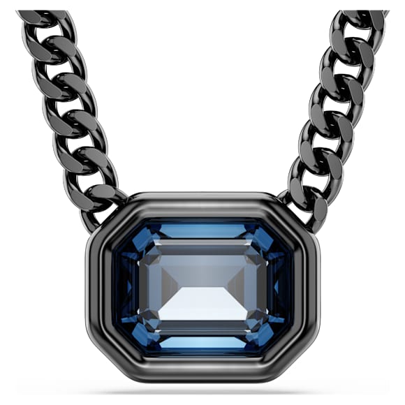 Imber pendant, Octagon cut, Blue, Ruthenium plated - Swarovski, 5671582