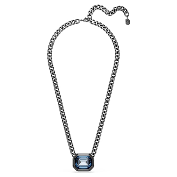 Imber pendant, Octagon cut, Blue, Ruthenium plated - Swarovski, 5671582