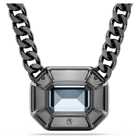Imber pendant, Octagon cut, Blue, Ruthenium plated - Swarovski, 5671582