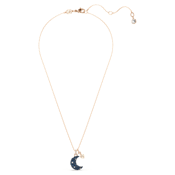 Luna pendant, Crystal pearl, Moon, Multicolored, Rose gold-tone plated - Swarovski, 5671585