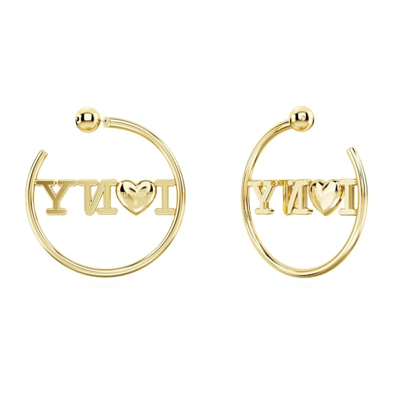 I LOVE NY hoop earrings, Red, Gold-tone plated - Swarovski, 5671601