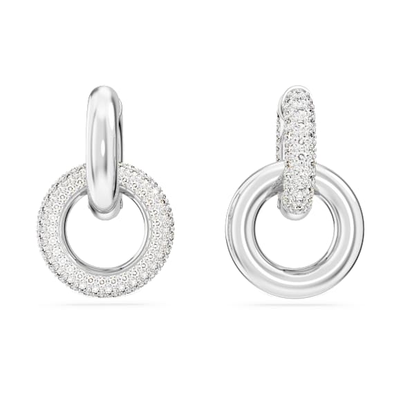 Dextera Kreolörhängen, Asymmetrisk design, Sammanlänkade öglor, Vit, Rodiumpläterad - Swarovski, 5671807