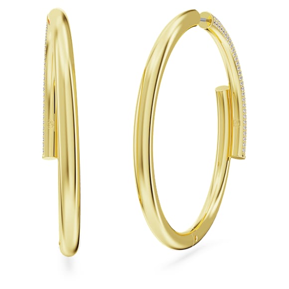 Dextera ต่างหูแบบห่วง, ขาว, เคลือบโทนสีทอง - Swarovski, 5671808