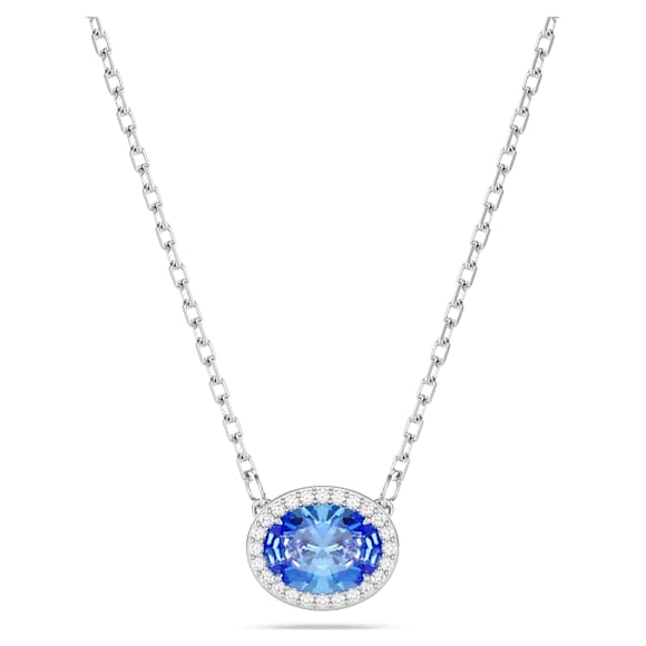 Una Angelica Halskette, Oval-Schliff, Blau, Rhodiniert - Swarovski, 5671809