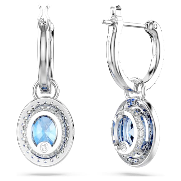 Pendientes Constella, Talla ovalada, Azules, Baño de rodio - Swarovski, 5671817