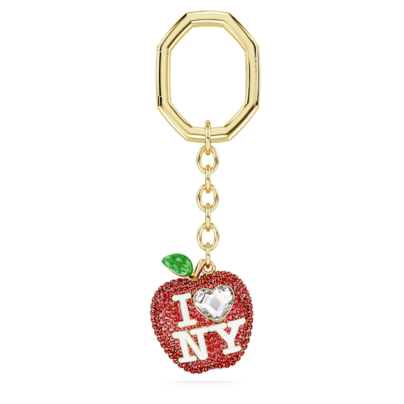 Llavero I LOVE NY, Rojo, Baño tono oro - Swarovski, 5671821