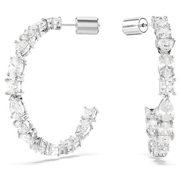Mesmera Kreolen, Verschiedene Schliffe, Weiß, Rhodiniert - Swarovski, 5672834