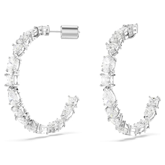 Mesmera Kreolen, Verschiedene Schliffe, Weiß, Rhodiniert - Swarovski, 5672834