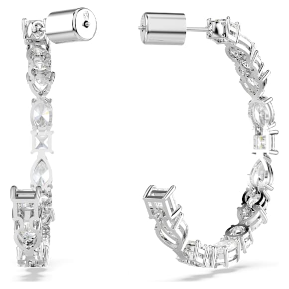 Mesmera Kreolen, Verschiedene Schliffe, Weiß, Rhodiniert - Swarovski, 5672834