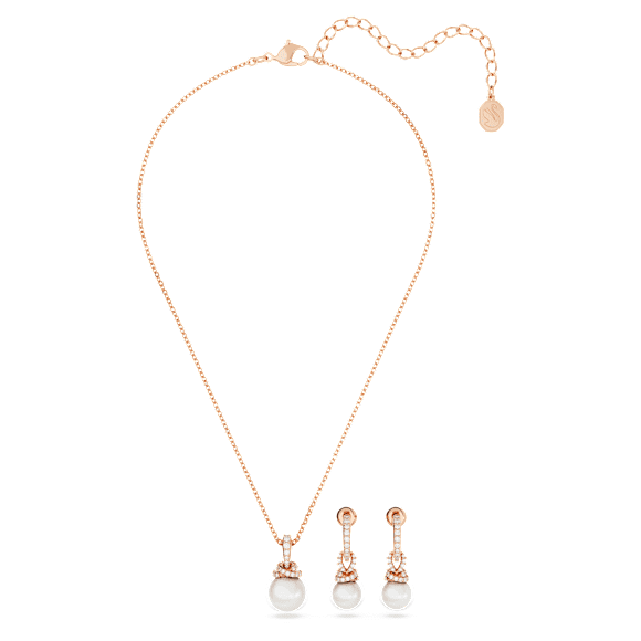 Originally 세트, 크리스털 펄, 화이트, 18K 로즈 골드 피니시 - Swarovski, 5672835