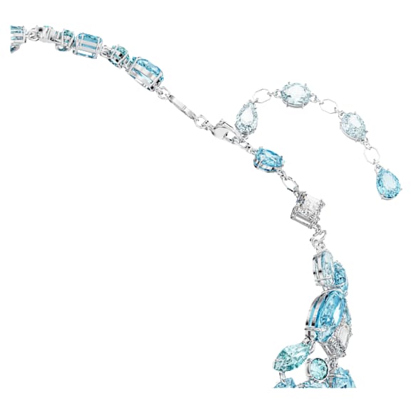 Gema necklace, Mixed cuts, Blue, Rhodium plated - Swarovski, 5672879