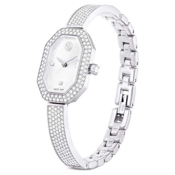 Dextera Bangle watch, Swiss Made, Metal bracelet, Silver tone, Stainless steel - Swarovski, 5672977