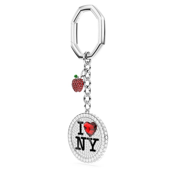 Llavero I LOVE NY, Rojo, Baño de rodio - Swarovski, 5673348
