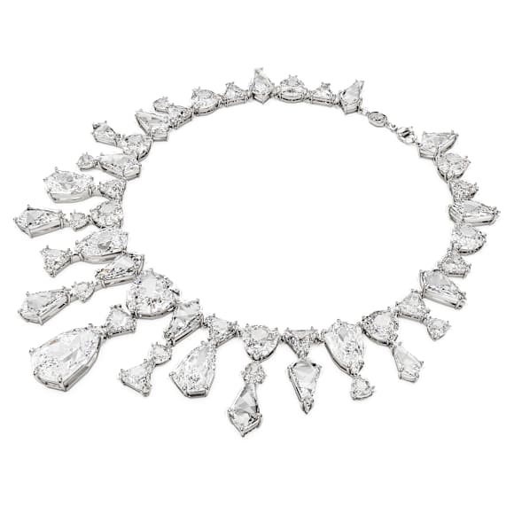 Mesmera necklace, Statement, Mixed cuts, White, Rhodium plated - Swarovski, 5673599