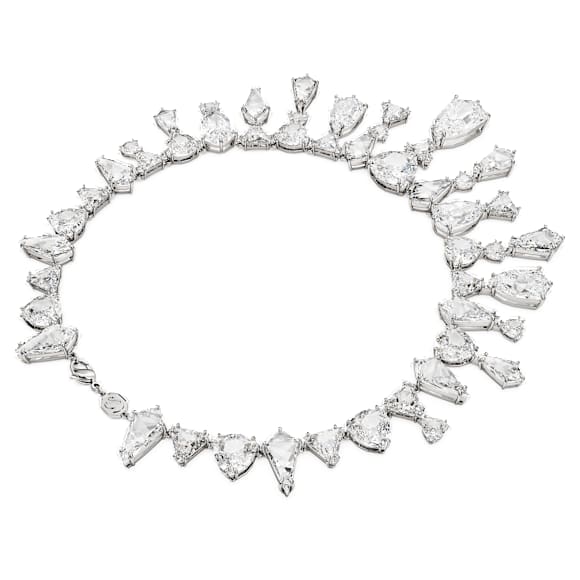 Mesmera necklace, Statement, Mixed cuts, White, Rhodium plated - Swarovski, 5673599