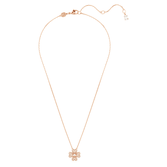 Idyllia จี้สร้อยคอ, ใบโคลเวอร์, ขาว, ตกแต่งผิวด้วยโรสโกลด์ 18K - Swarovski, 5674211