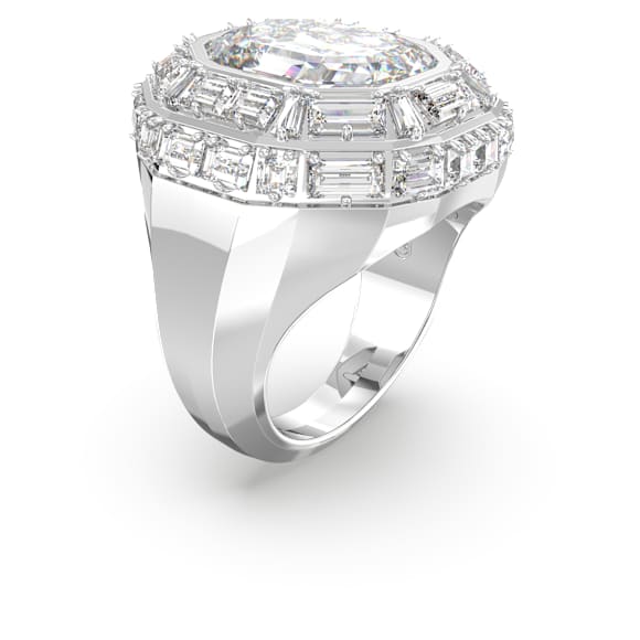 Mesmera cocktail ring, Octagon cut, White, Rhodium plated - Swarovski, 5674297