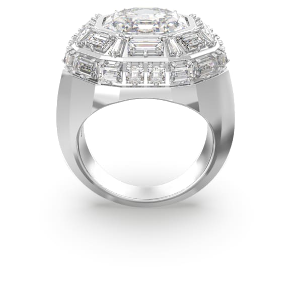Mesmera cocktail ring, Octagon cut, White, Rhodium plated - Swarovski, 5674297