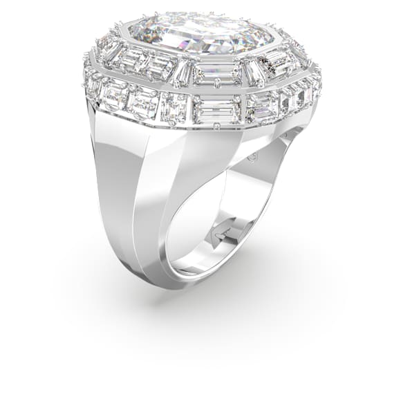 Mesmera Cocktailring, Åttkantig slipning, Vit, Rodiumpläterad - Swarovski, 5674298