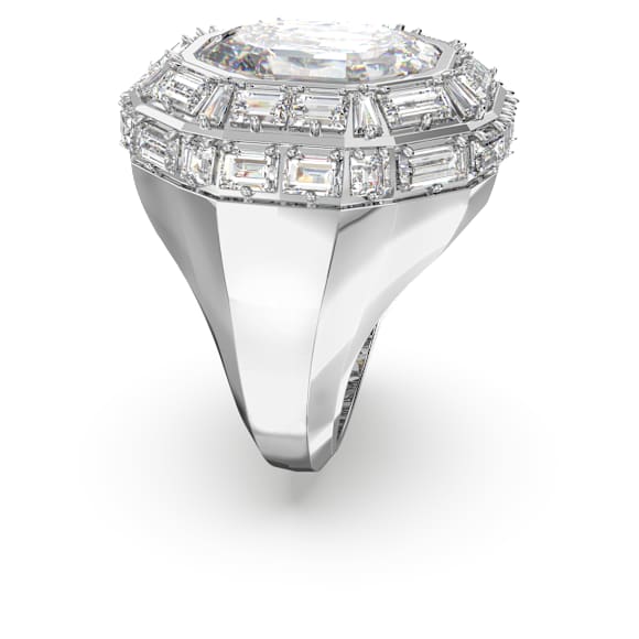 Mesmera Cocktailring, Åttkantig slipning, Vit, Rodiumpläterad - Swarovski, 5674298