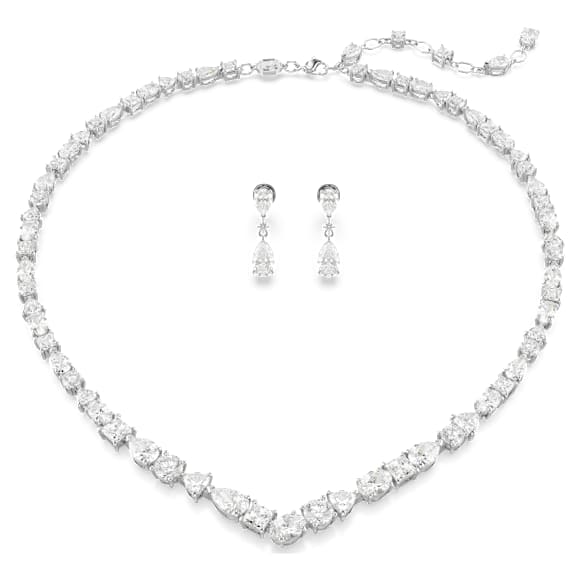 Mesmera set, Mixed cuts, White, Rhodium plated - Swarovski, 5674306