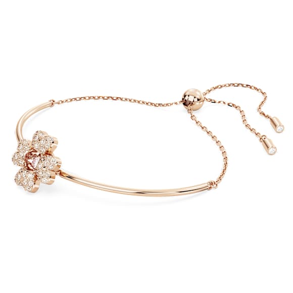 Pulsera Idyllia, Trébol, Blanca, Acabado en oro rosa de 18 quilates - Swarovski, 5674487