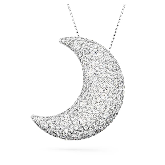 Sublima pendant, Moon, White, Rhodium plated - Swarovski, 5674895