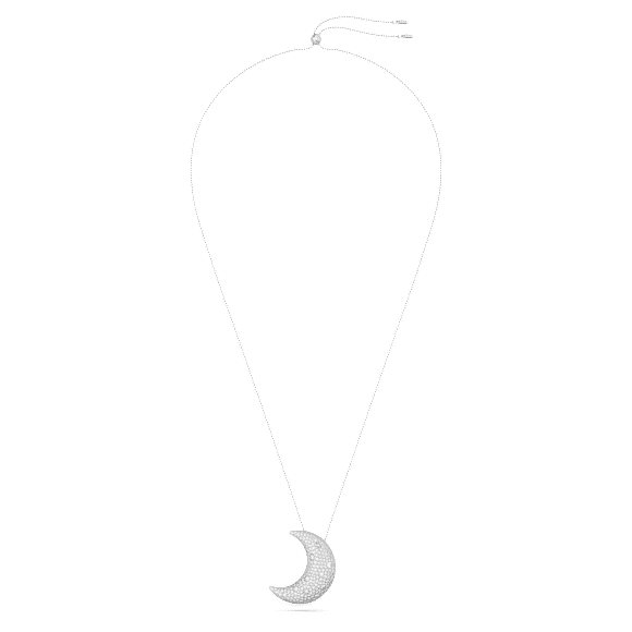 Luna pendant, Moon, White, Rhodium plated - Swarovski, 5674895