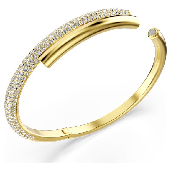Dextera bangle, Magnetic closure, White, 18K gold finish - Swarovski, 5674980