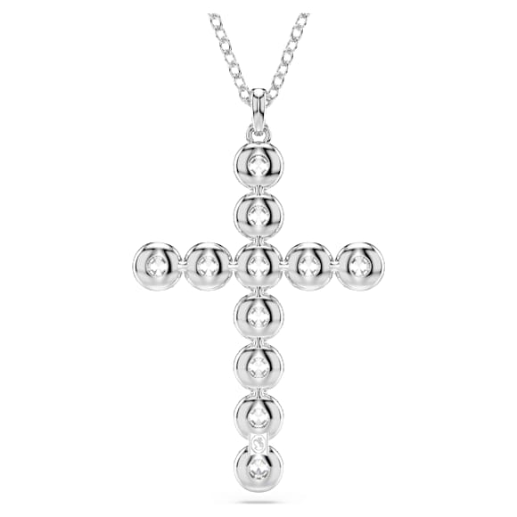 Colgante Insigne, Tallas mixtas, Cruz, Blanco, Baño de rodio - Swarovski, 5675573