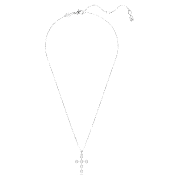 Insigne pendant, Round cut, Cross, White, Rhodium plated - Swarovski, 5675576