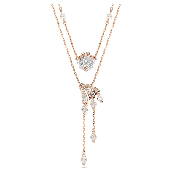 Dragon & Phoenix necklace, Set (2), Crystal pearl, Dragon’s claw, White, Rose gold-tone plated - Swarovski, 5675817