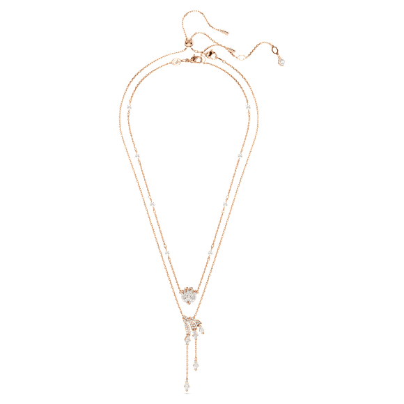 Dragon & Phoenix necklace, Set (2), Crystal pearl, Dragon’s claw, White, Rose gold-tone plated - Swarovski, 5675817