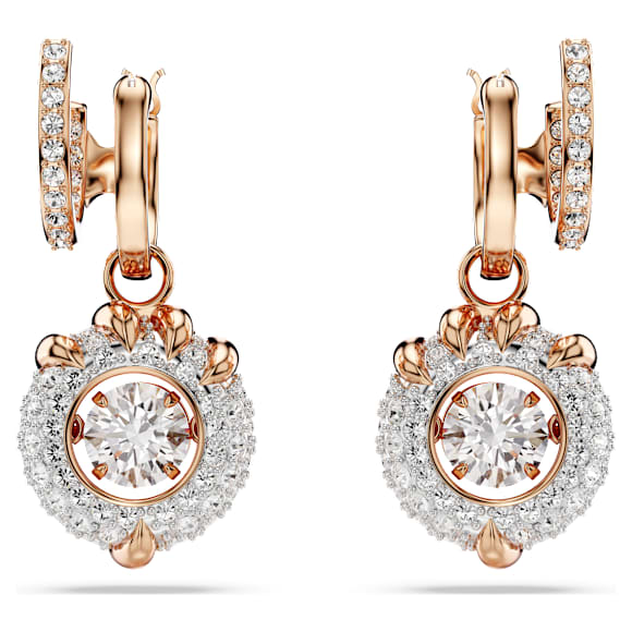 Orecchini pendenti Dragon & Phoenix, Artiglio di drago, Bianchi, Placcato color oro rosa - Swarovski, 5675834