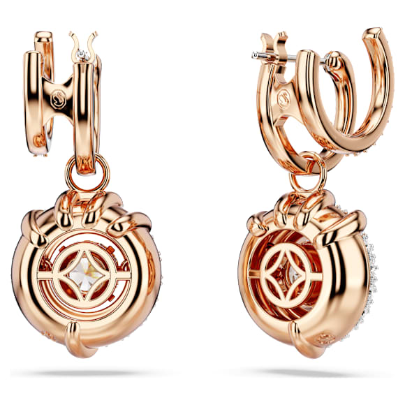 Dragon & Phoenix drop earrings, Dragon’s claw, White, Rose gold-tone plated - Swarovski, 5675834