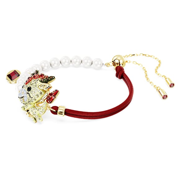 Chinese Zodiac bracelet, Crystal pearl, Dragon, Multicoloured, Gold-tone plated - Swarovski, 5675839