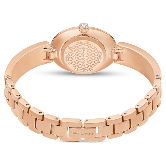 Crystal Rock Oval นาฬิกา, Swiss Made, สร้อยข้อมือโลหะ, แดง, เคลือบโทนสีโรสโกลด์ - Swarovski, 5675998
