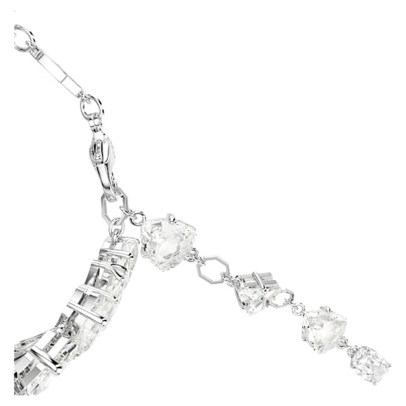 Mesmera wide bracelet, Mixed cuts, White, Rhodium plated - Swarovski, 5676532