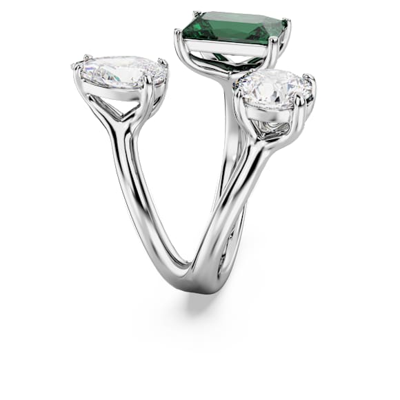 Mesmera open ring, Mixed cuts, Green, Silver-tone finish - Swarovski, 5676969