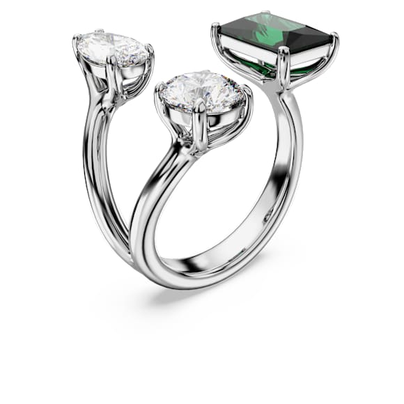 Mesmera open ring, Mixed cuts, Green, Silver-tone finish - Swarovski, 5676973