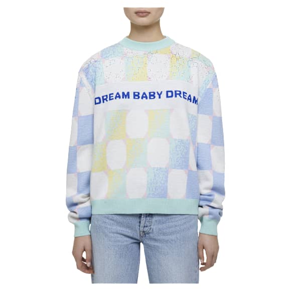 Liberal Youth Ministry, Gradient checker sweater, Blue - Swarovski, 5677031