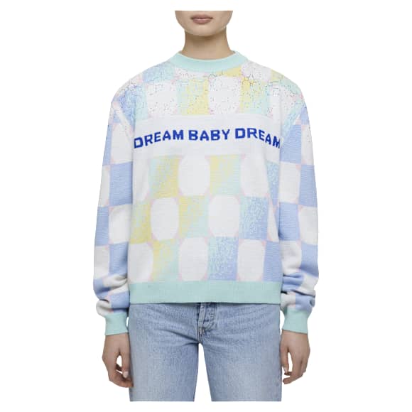 Liberal Youth Ministry, Gradient checker sweater, Blue - Swarovski, 5677032