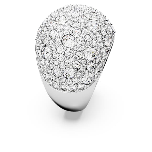 Luna cocktail ring, Moon, White, Rhodium plated - Swarovski, 5677133