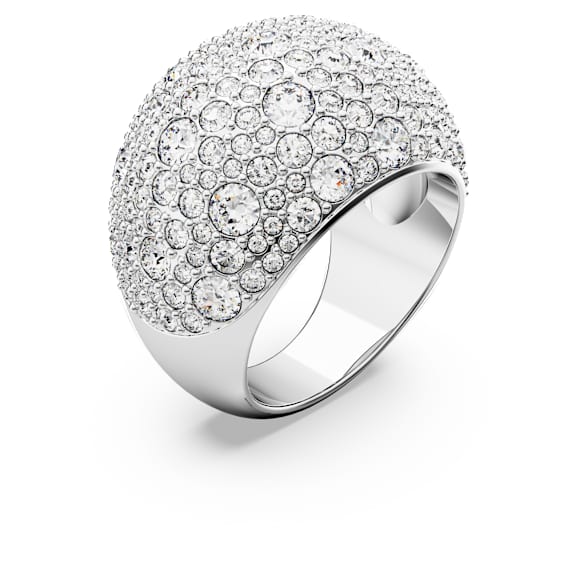 Luna cocktail ring, Moon, White, Rhodium plated - Swarovski, 5677136