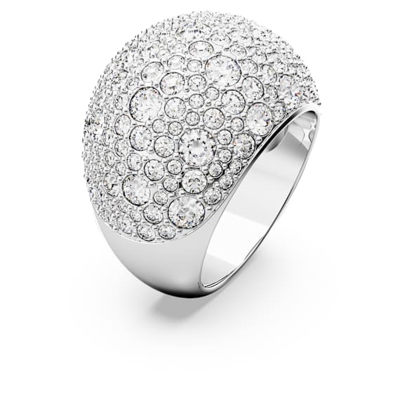 Luna cocktail ring, Moon, White, Rhodium plated - Swarovski, 5677136