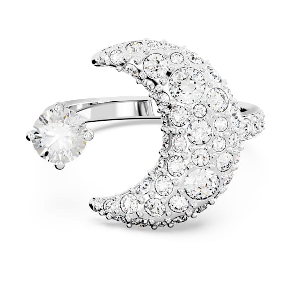 Sublima Offener Ring, Mond, Weiß, Rhodiniert - Swarovski, 5677139