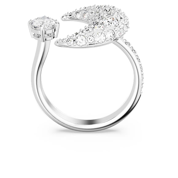 Anel Luna, Lua, Branco, Lacado a ródio - Swarovski, 5677139